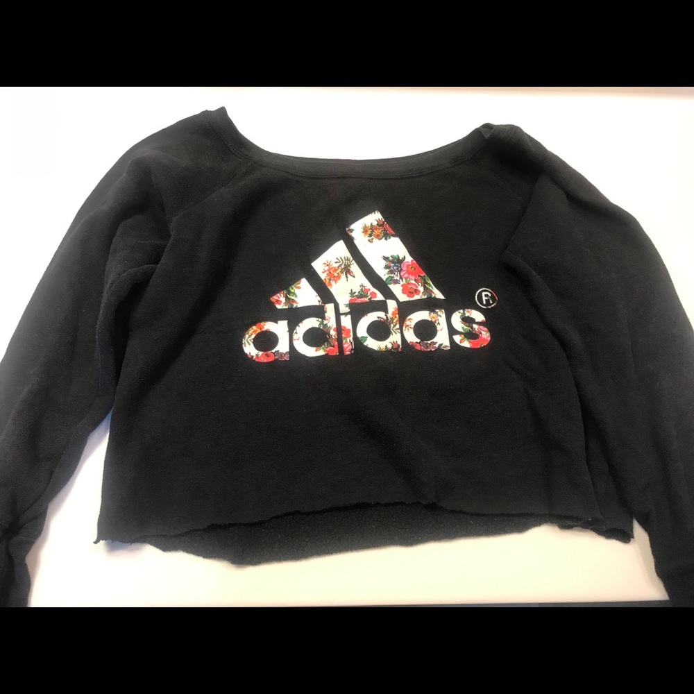 Adidas floral crop sweatshirt
